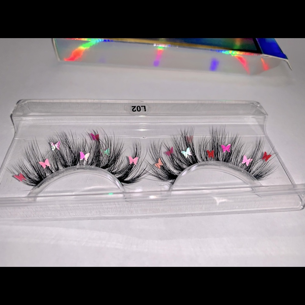 Custom handmade pink butterfly lashes